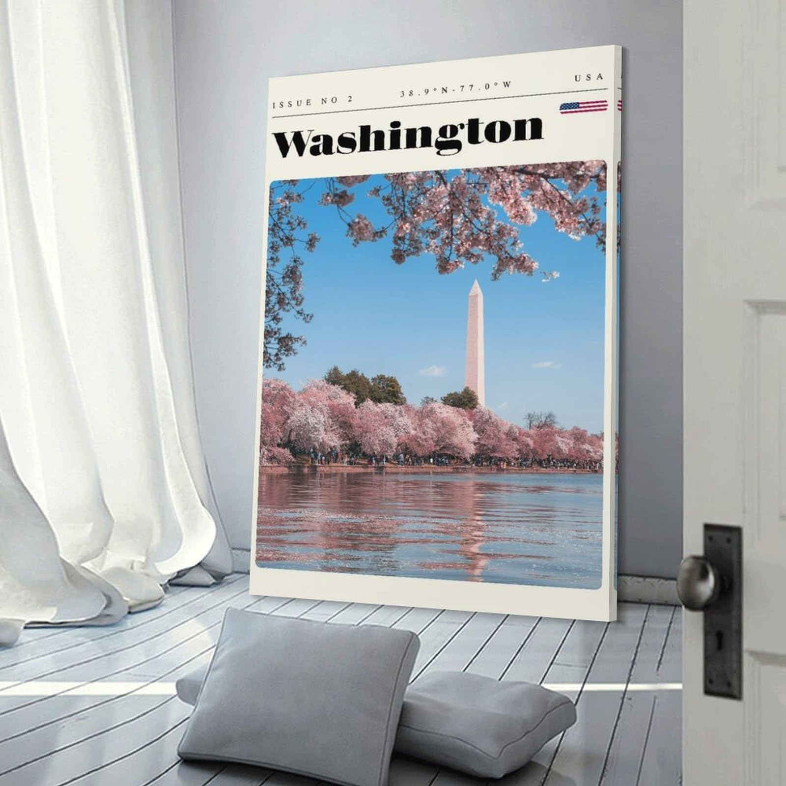 Junmoney Washington DC Travel Art Wall Art Print, 08x12inch(20x30cm), for Front Hall, Corridor Or Welcome Spaces, Wall Decor to Refresh Empty Corners
