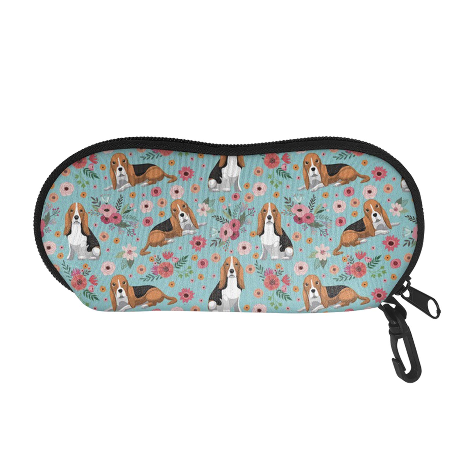 SEANATIVE Wome Children Eyeglasses Cases Waterproof Soft Basset Hound Print Sunglasses Protector Box Zipper Glasses Pouch Resist Crush