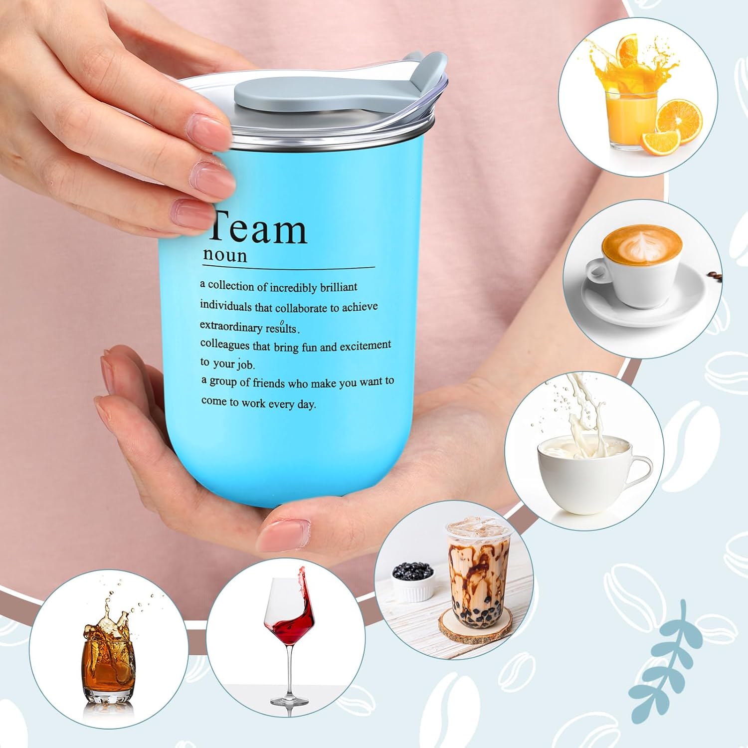 Reallnaive 10 Pcs Team Gifts Bulk Teacher Appreciation Gifts Thank You Coffee Mugs for Employee Coworkers Nurse Staff Double Walled Stainless Steel Tumbler Inspirational Cups (Cohesion,Vibrant)