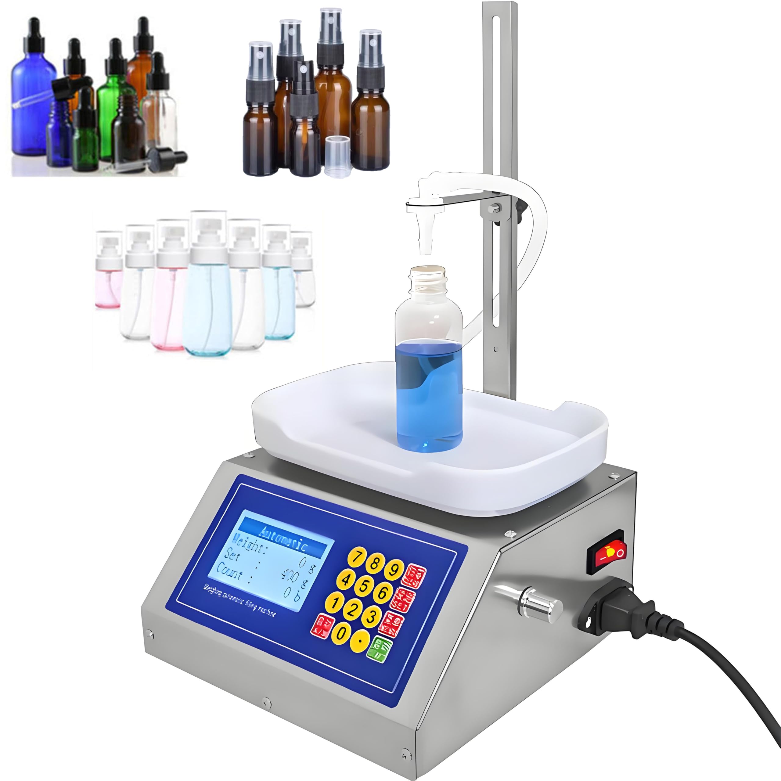 GSHSHOU Precision Liquid Filling Machine,Peristaltic Pump Filler 2-300g Weighing with 2 Nozzles for Essential Oil, Oral Liquid, Perfume, Nail Polish, Lotion, Glue,Ink