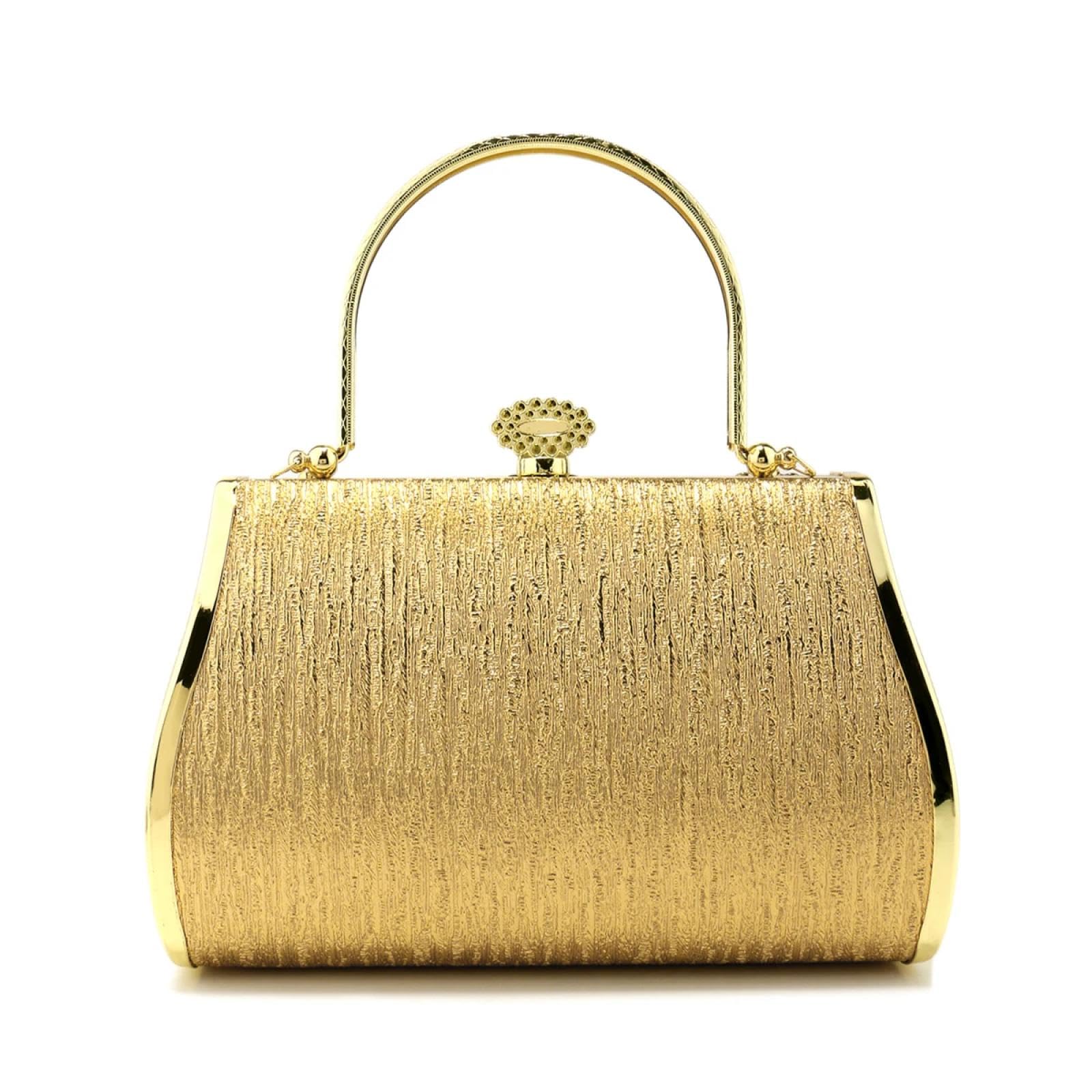 Abendtasche Damen Clutch Elegante Abend Taschen Golden Metal Glitter Clutch Strass Steine Party Mädchen Kleid Bankett Handtaschen