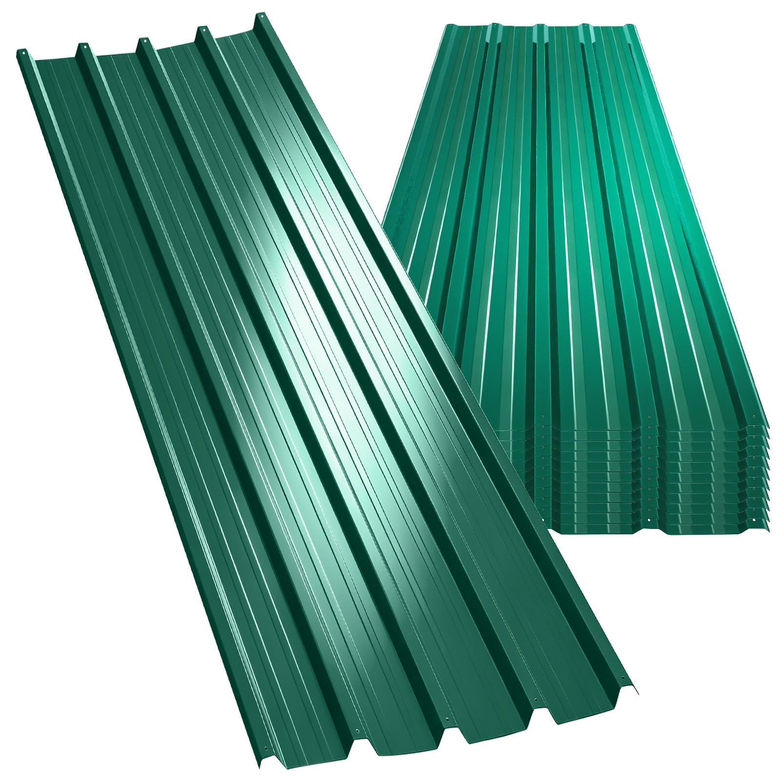 12Pcs Galvanised Metal Roofing Sheets, 110x42cm 5m² Corrugated Roofing Sheets, Easy to Assemble, Shed Roofing for Garages Decks Patios Carports Sheds Bars Wall Decor (Dark Green)