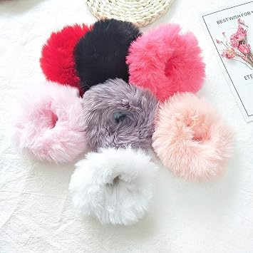 Barakath Faux Fur Hair Scrunchies Ties  faux fur hair tie