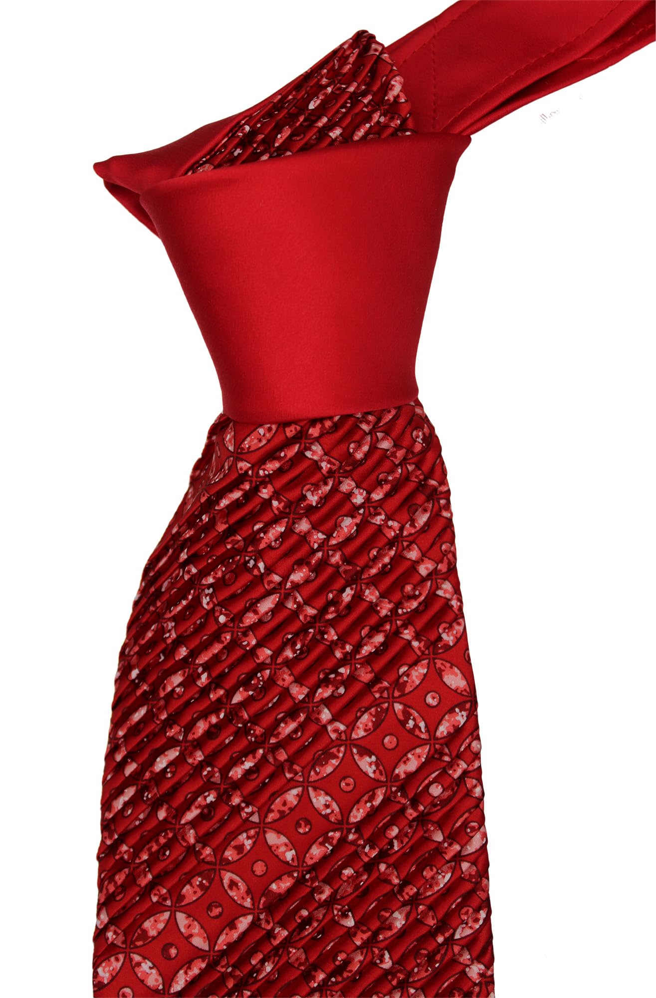 Italo Ferretti Satin-Krawatte, geometrisch, zweifarbig, plissiert, Rot