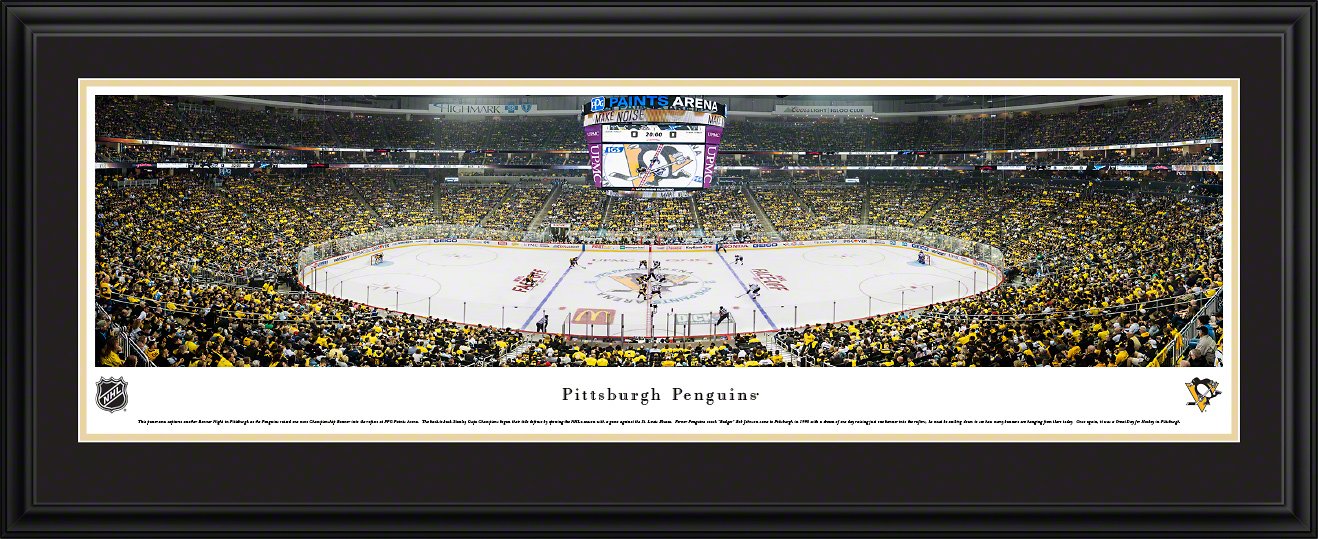 Pittsburgh Penguins - 44x18-inch Double Mat, Deluxe Framed Picture by Blakeway Panoramas