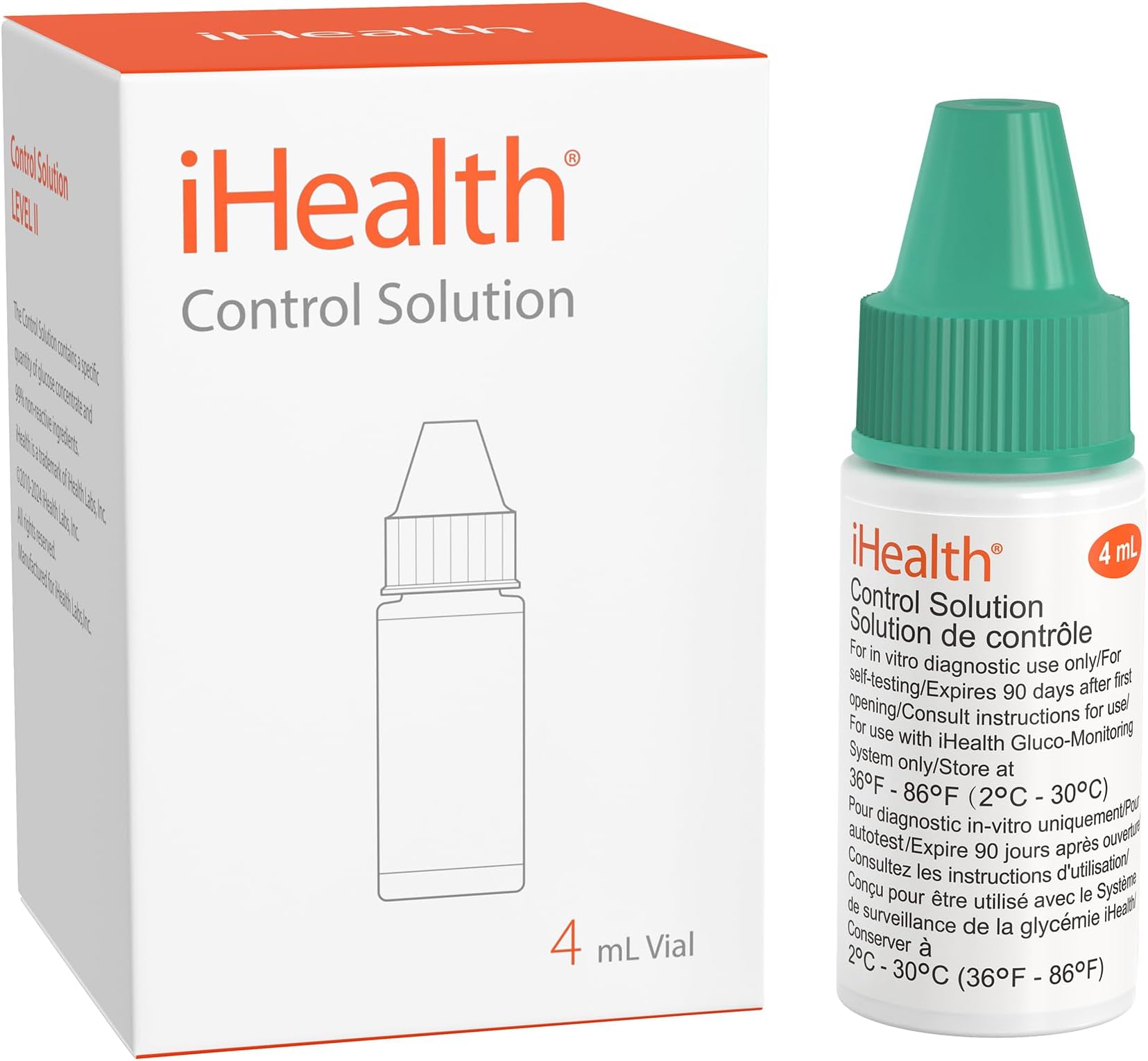 Control Solution for Blood Glucose Testing – Compatible with BG5S100 Gluco+ & Acacia Glucose Meters, 4mL Vial for Accurate Results
