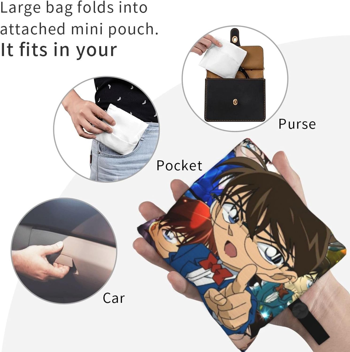 [Tioebnd] コナン 軽量片肩掛けコンビニエンスバッグ 大容量 折りたたみ ショルダーバッグ メンズ レディース 通勤通学