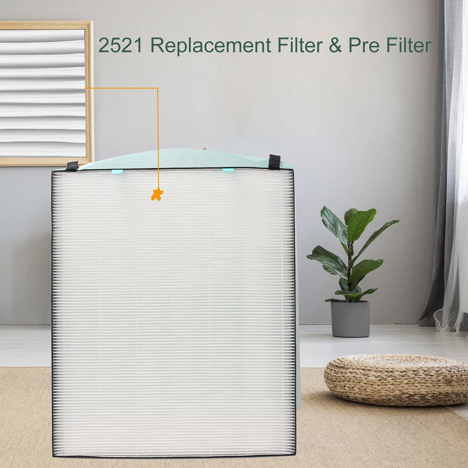 Filtro de repuesto 2521 HEPA Pre filtro, 2520 de carbón activo para purificador de aire Bissell Air400, 1 H13 True Hepa filtro con 1 filtro de carbono, en comparación con la parte 2521, 2520