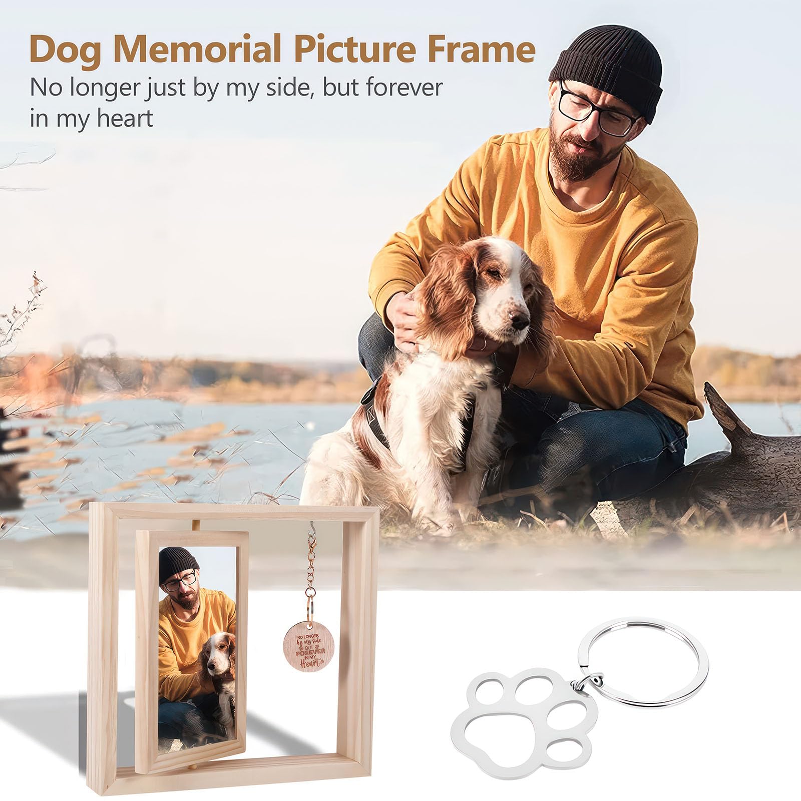 Pet Memorial Frame, Pet Paw Print Photo Frame with Clay Imprint Kit,Pawprint Making Kit and Photo Display for 4 x 6 Photo - Image 4