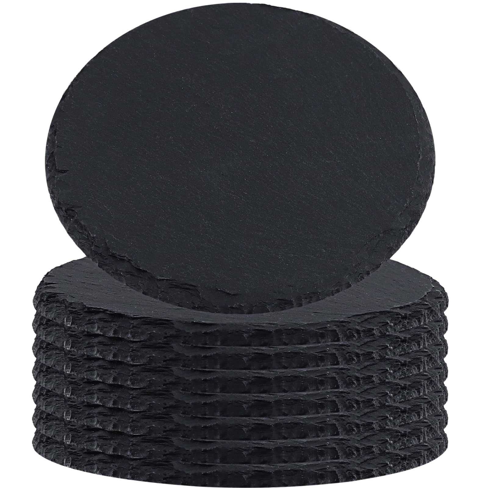 ZOENHOU 8 Pack 8 Inch Slate Cheese Board,Natural Black Slate Cheese Serving Plates for Cheese,Meat,Appetizers