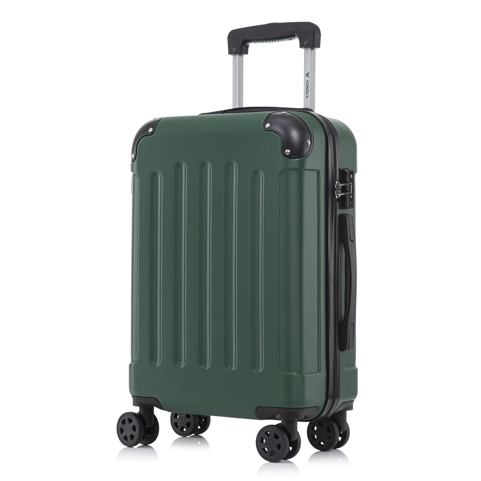 yonsly Koffer Suitcase, Trolley Reisekoffer, Rollkoffer Handgepäck mit 4 Rollen 360°, ABS Hartschalen, Sicherheitsschloss, Weicher Gummigriff, 210D-Futter