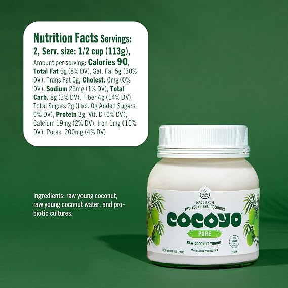COCOYO Living Coconut Yogurt - 8 oz - Probiotic Yogurt for Gut Health - Plant-based, Vegan