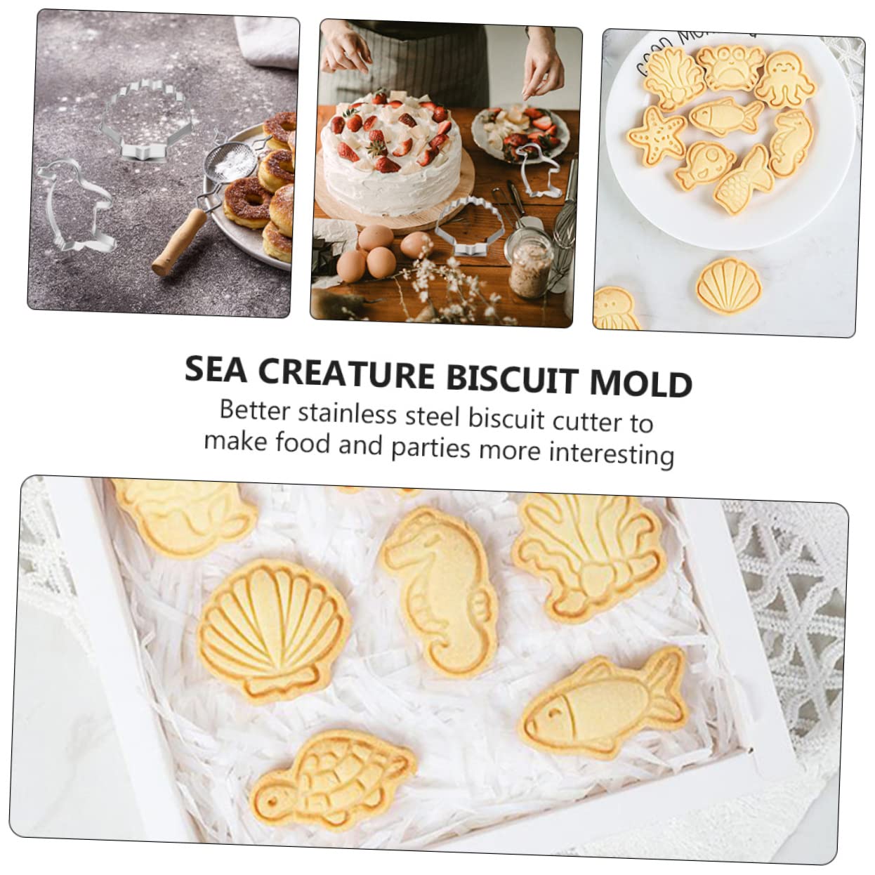 LIFKOME 2juegos Cortadores De Galletas Inoxidable De Marinas Para Hornear y Cortar Frutas Moldes Para Galletas y Decoración De Postres