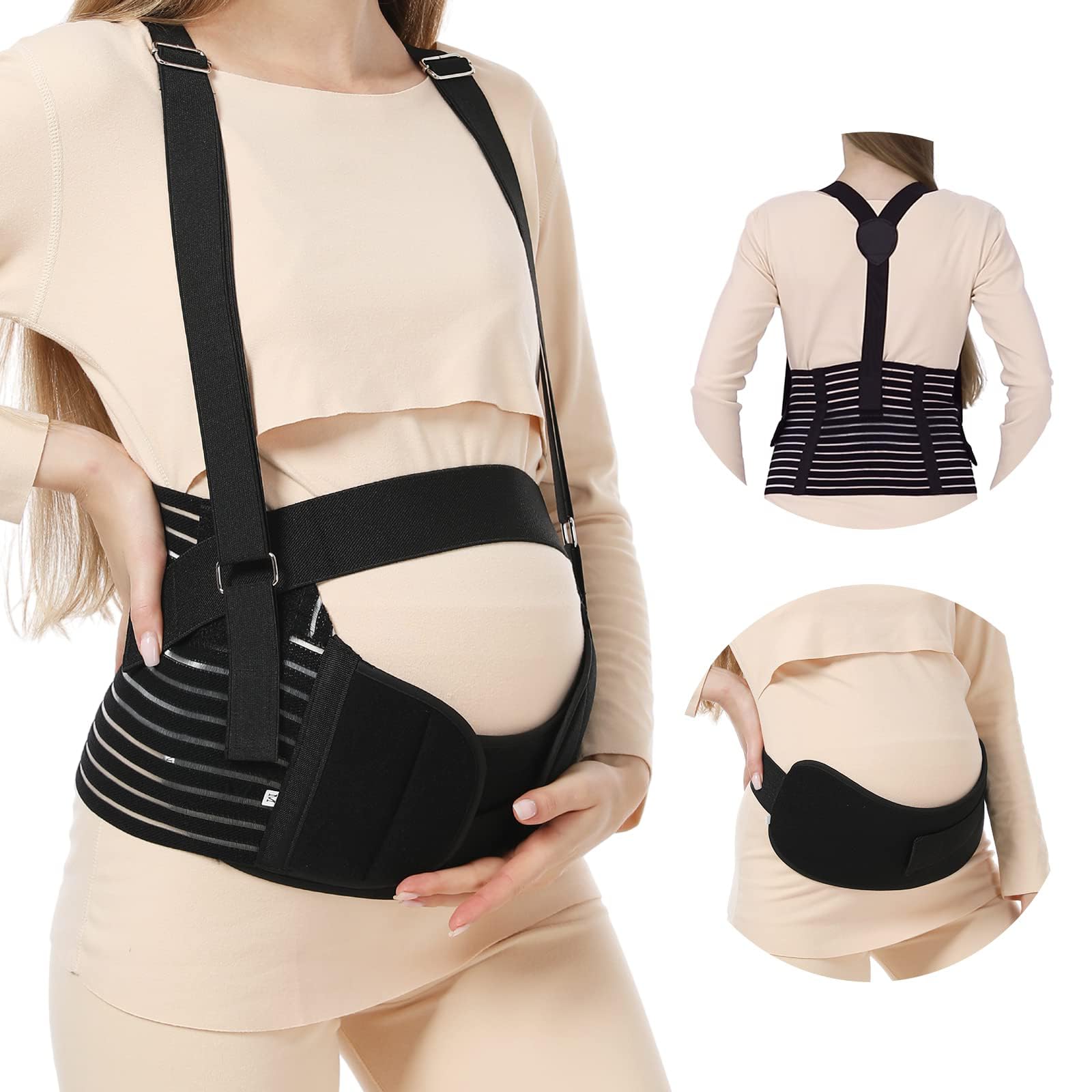 HUICHENDAHUICHENDA Maternity Belt，Belly Bands for Pregnant Women，Adjustable Abdominal Support Belt with Shoulder Strap for All Stages of Pregnancy & Postpartum，Effective Relief of Lumbar Pressure （L）