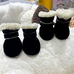 Pacote com 4 botas antiderrapantes para cães com pata de estimação, capas quentes e duráveis para uso interno, caminhadas ao ar livre e inverno/outono