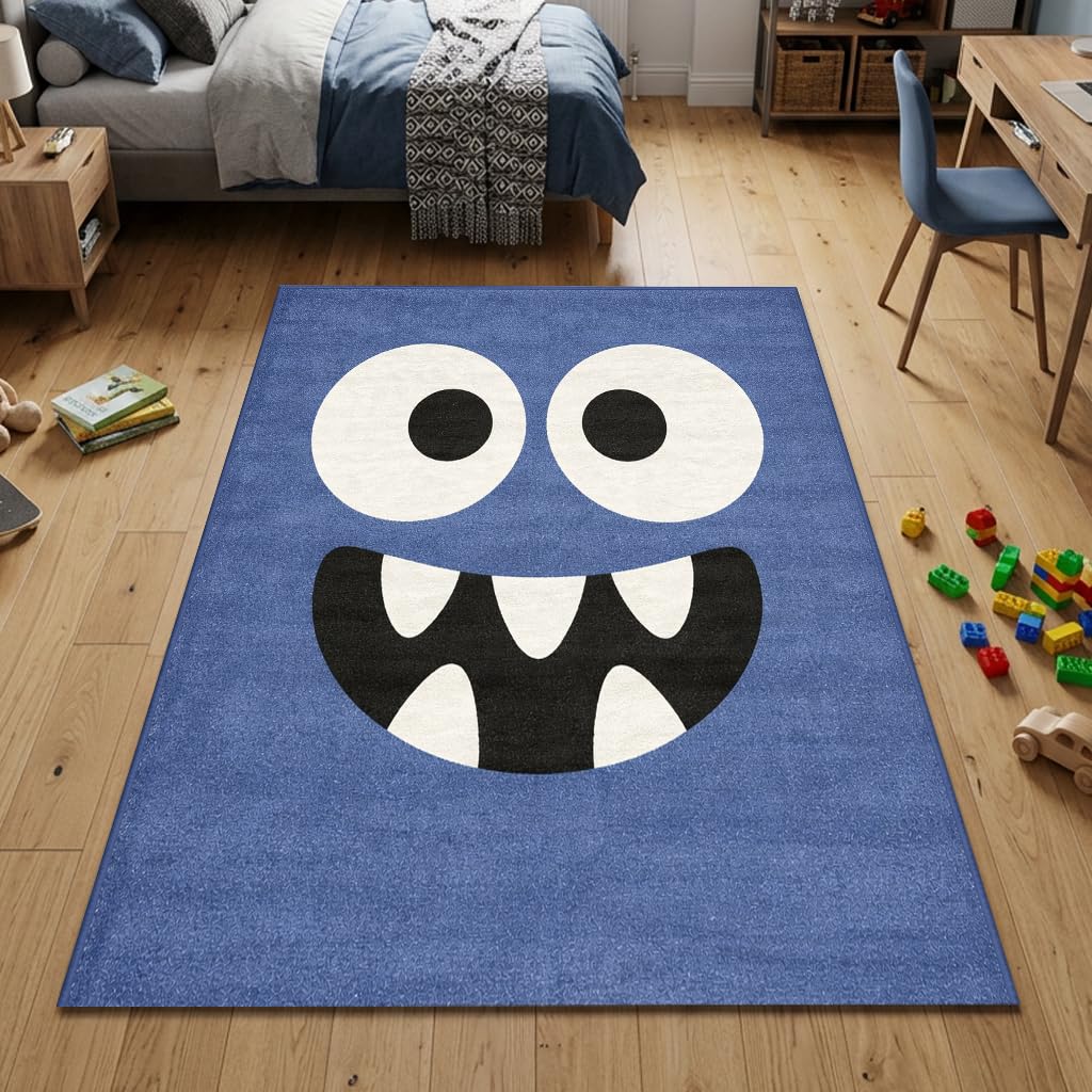 Tapis de jeu CARPETIA bleu 160 x 220 cm motif monstre pour enfant