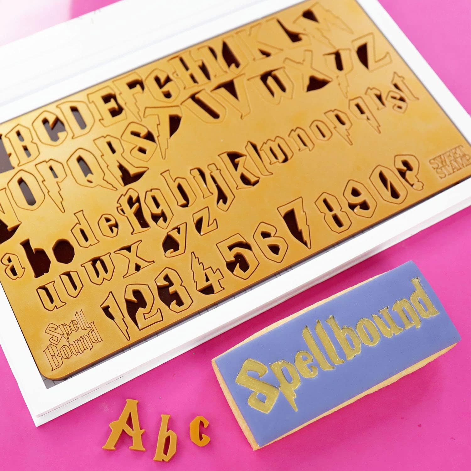 Sweet Stamp by AmyCakes Large/Medium Plastic Spellbound Numbers and Letters in Uppercase and Lowercase, for Embossing