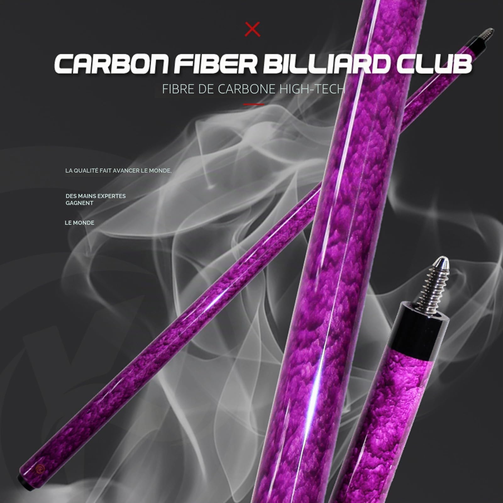 OKHEALING Queue de billard en fibre de carbone T700 XTC 12 mm, accessoire de billard fait main droite pour 8 balles/9 boules de 510 à 567 g