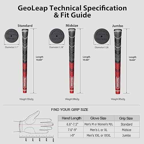 Miniatura 5 de Geoleap Golf Grips Set of 13- Grips with Tapes and Grips with All Repair Kits for Choice,Hybrid Golf Club Grips All Weather Contral, High Feedback &