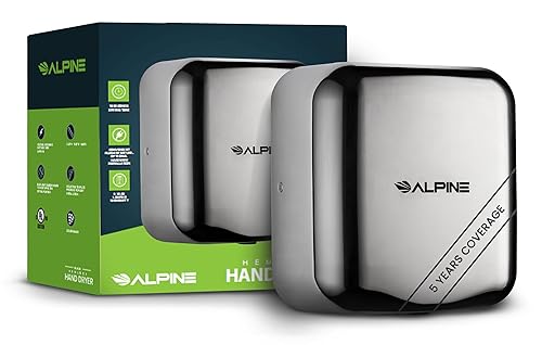 Miniatura 8 de Alpine - Secador de manos automático comercial - Secador de manos de aire de alta velocidad para el hogar, restaurante, baño y zonas de alto