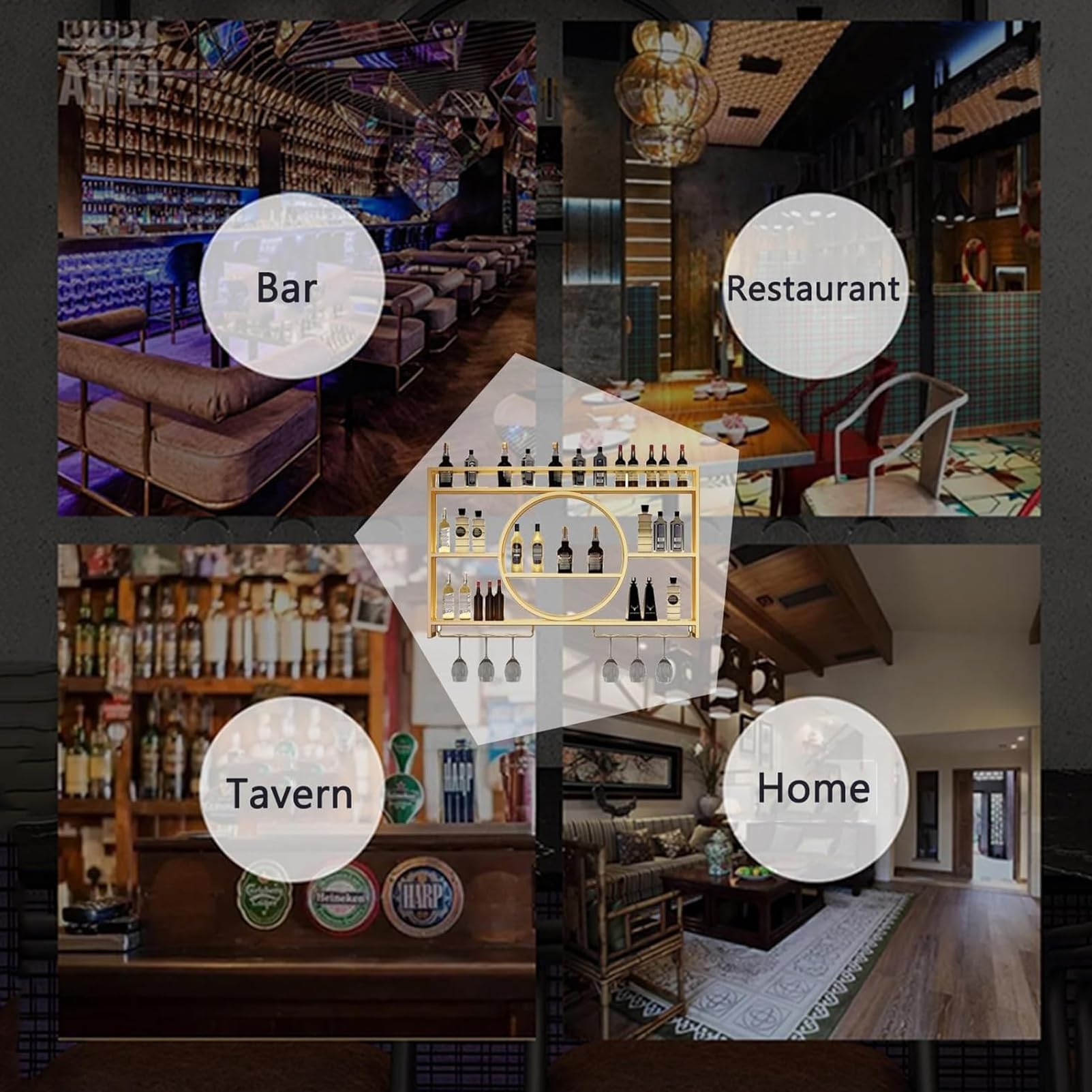 Metalowy regał na wino z wieloma haczykami, nowoczesny regał barowy, żelazny stojak na szklanki, do domu, restauracji lub baru.
