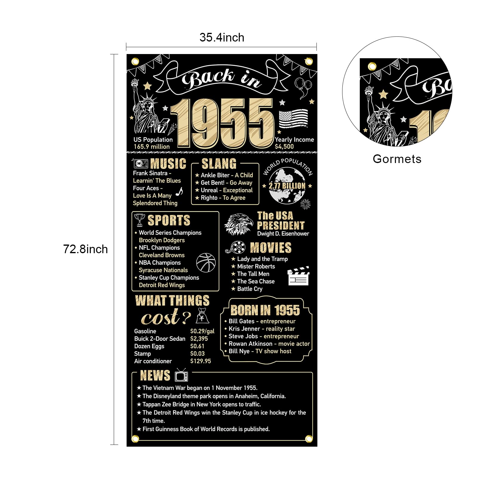 Décorations De 70e Anniversaire Noires Et Dorées Pour Homme