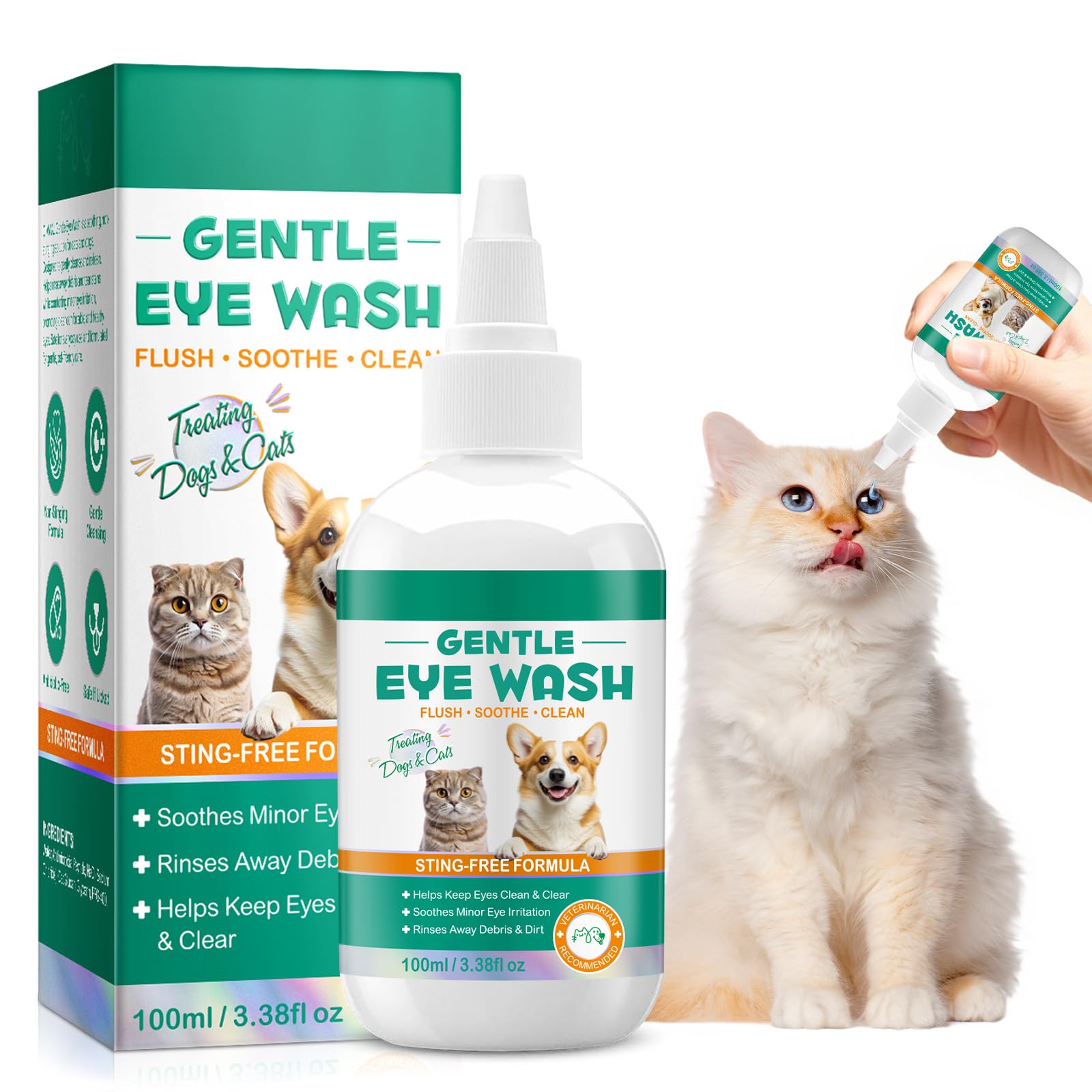 LIXINGLY Pet Eye Drops for Dogs and Cats, Eye Drops for Dog Cat Antibacterial for Infection, Dry, Itchy, Irritated, Gunky & Tear Stain Eyes,Pet Tear Stain Cleaner 100ML