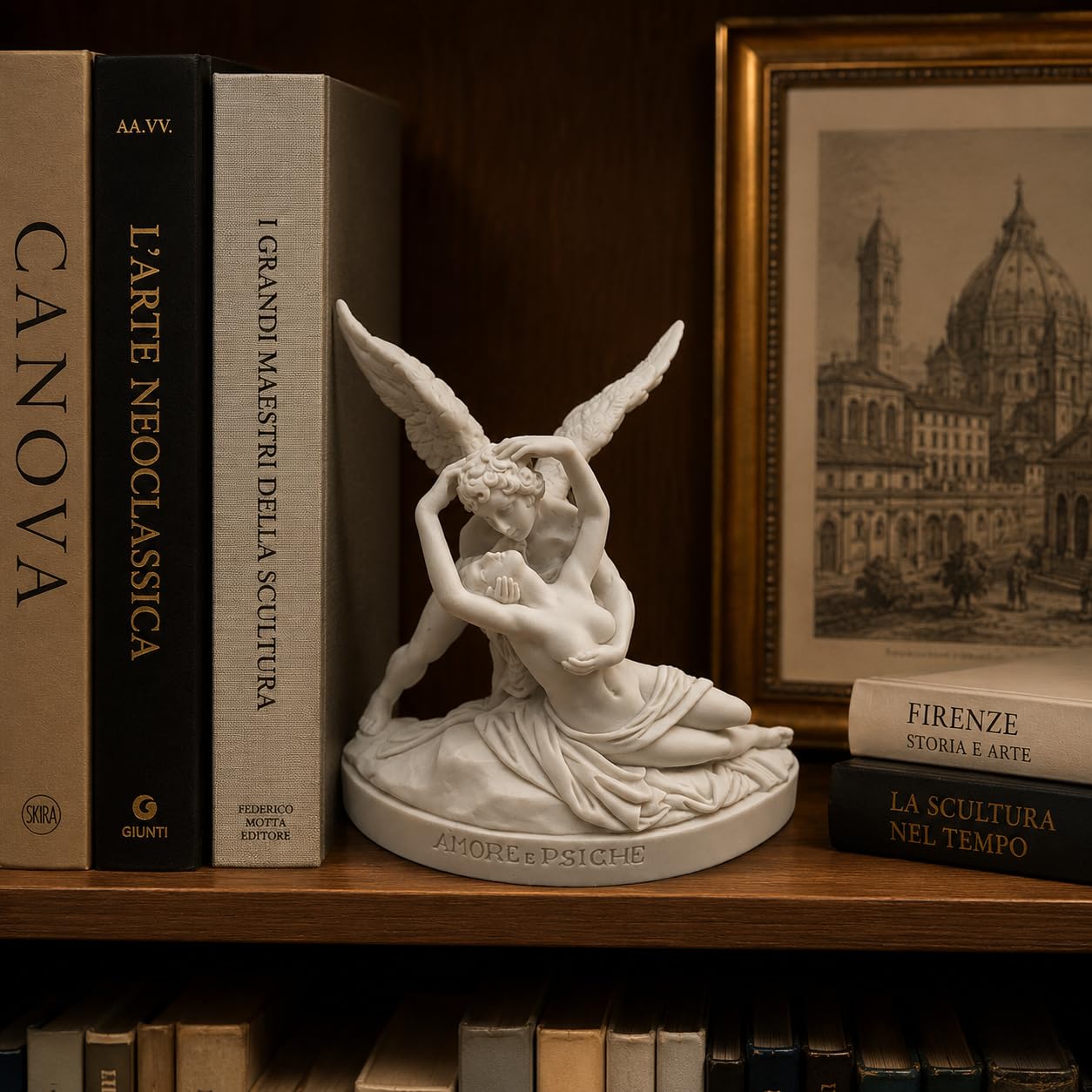 Busto Statua Design: Amore e Psiche (bianca) - Riproduzione busto, scultura in marmo e resina - circa 13 cm, 350 gr. - Prodotto Made in Italy - Idea Regalo Casa
