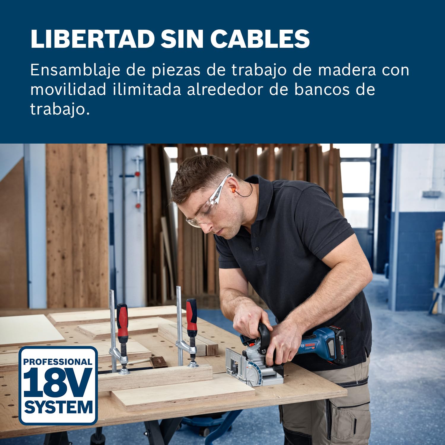 Bosch Professional 18V System engalletadora a batería GFF 18V-22 (incl. fresa de disco para corte de Ø 105 mm, saco para polvo, placa encajable, llave amoladora, sin batería/cargador)
