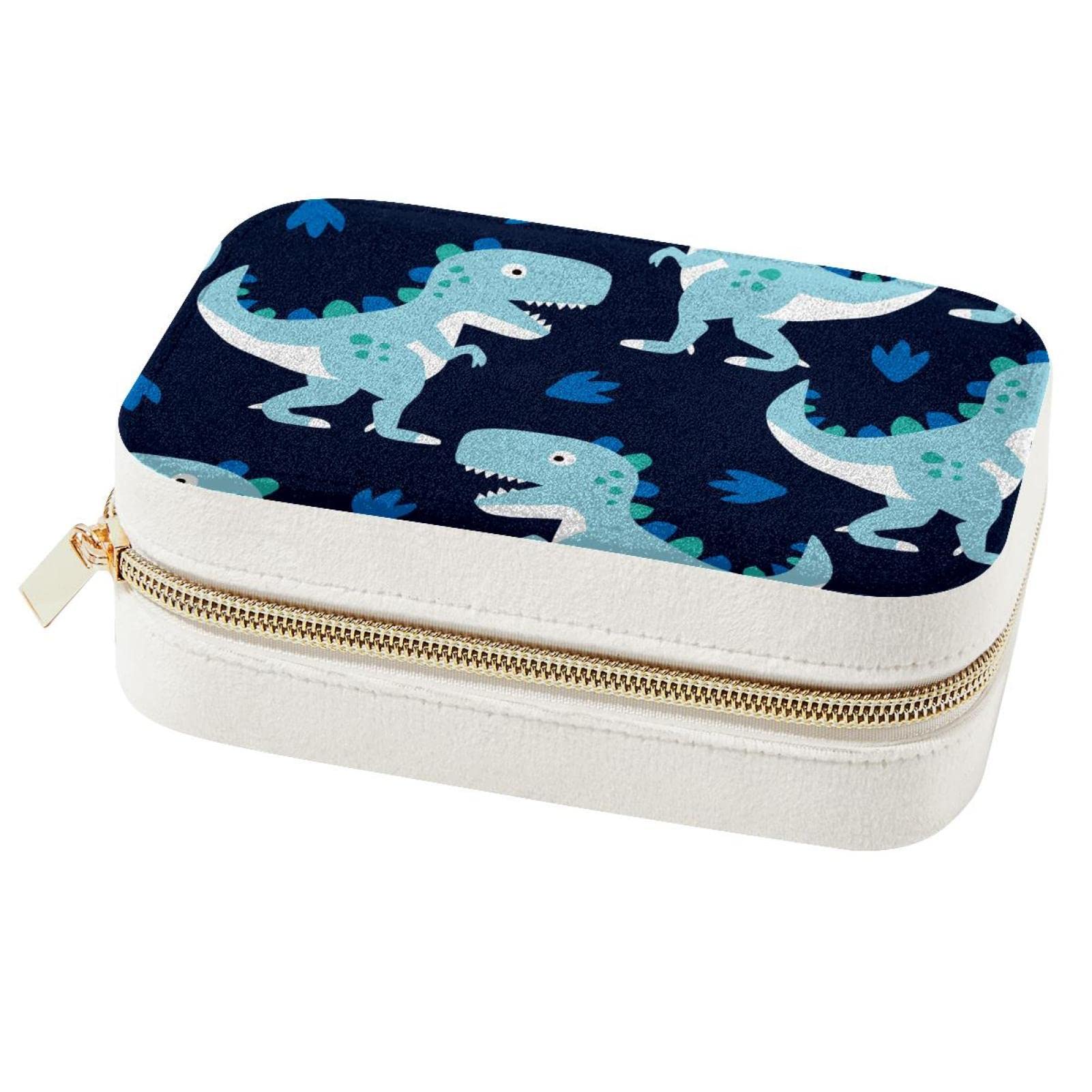 Boîte à bijoux de voyage dinosaure bleu marine, cadeau de demoiselle d'honneur