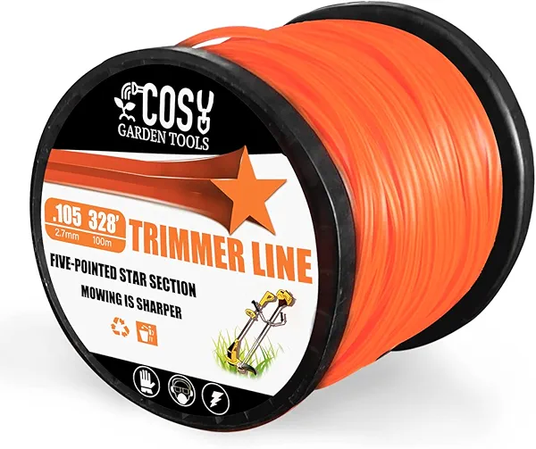 COSY GARDEN TOOLS String Trimmer Line, Commercial Grade Orange Pentagon Weed Eater String, Premium Nylon Universal 0.105" Diameter x 328'