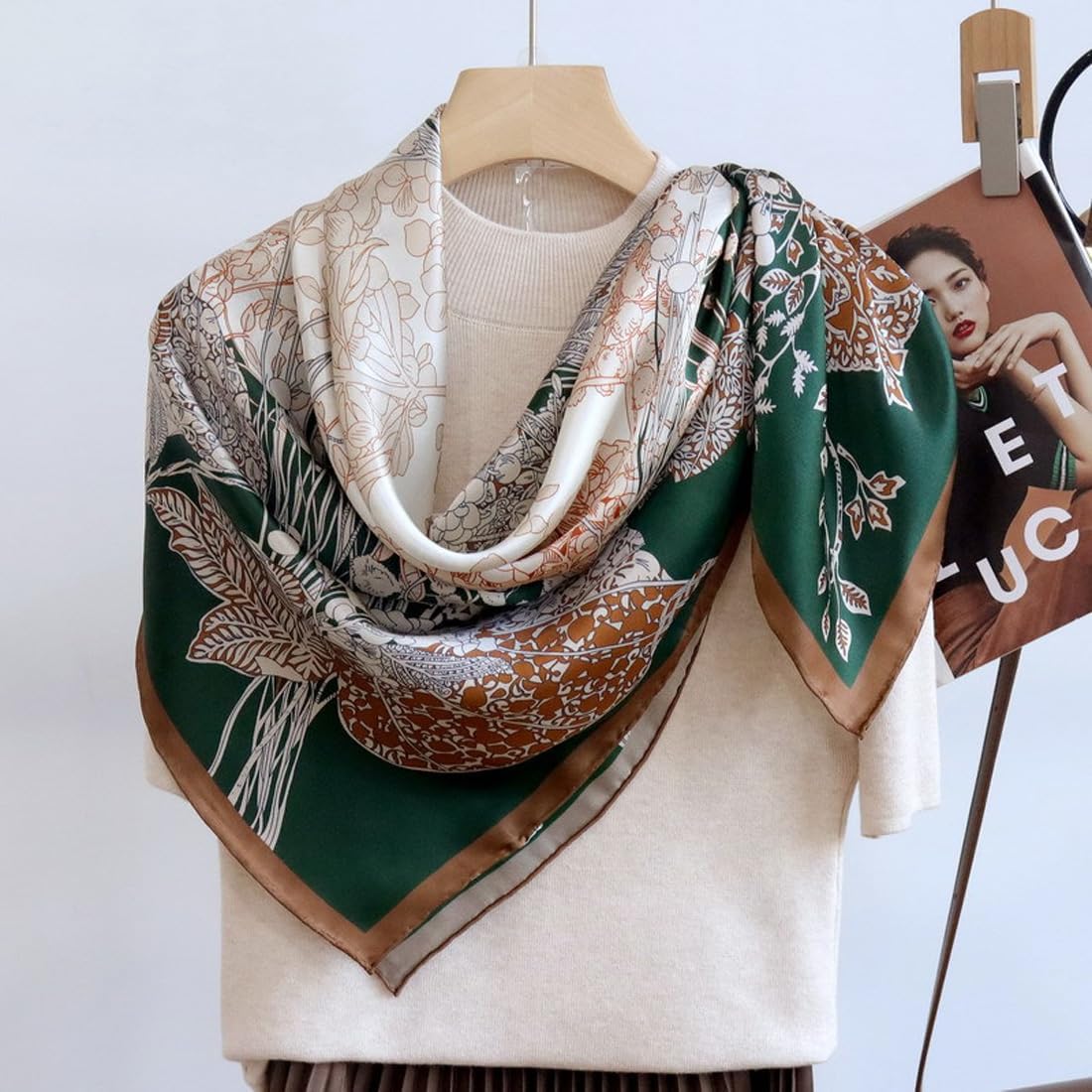 XL 43 Inch Extra Large Square Scarf Fashion Scarves Silk Feeling Hair Scarf Wrapping Scarfs Night Sleeping Headscarf - Image 5