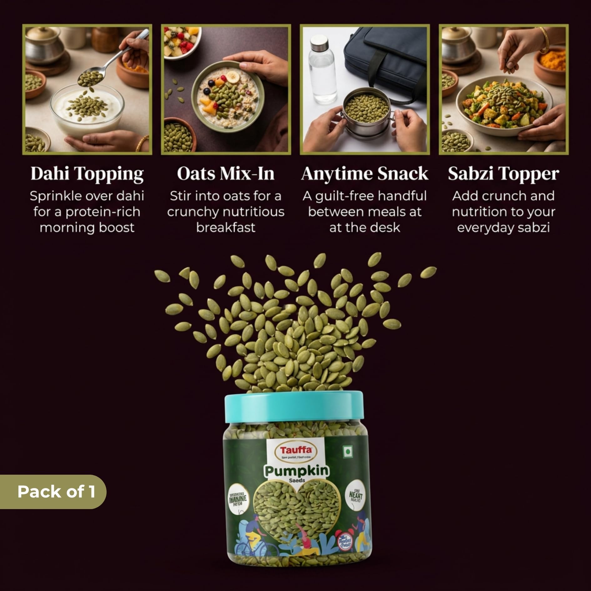 Tauffa Premium Raw Pumpkin Seeds 250g | AAA Grade Kaddu Beej | Handpicked Unroasted Seeds for Eating | High in Protein & Fibre | Healthy Snack 2