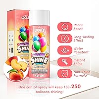 Vista 7 de Spray abrillantador para globos LOOLEY con aroma a melocotón, 15 fl.oz, 168+ horas de brillo ultra duradero, spray para globos de alto brillo, Aroma
