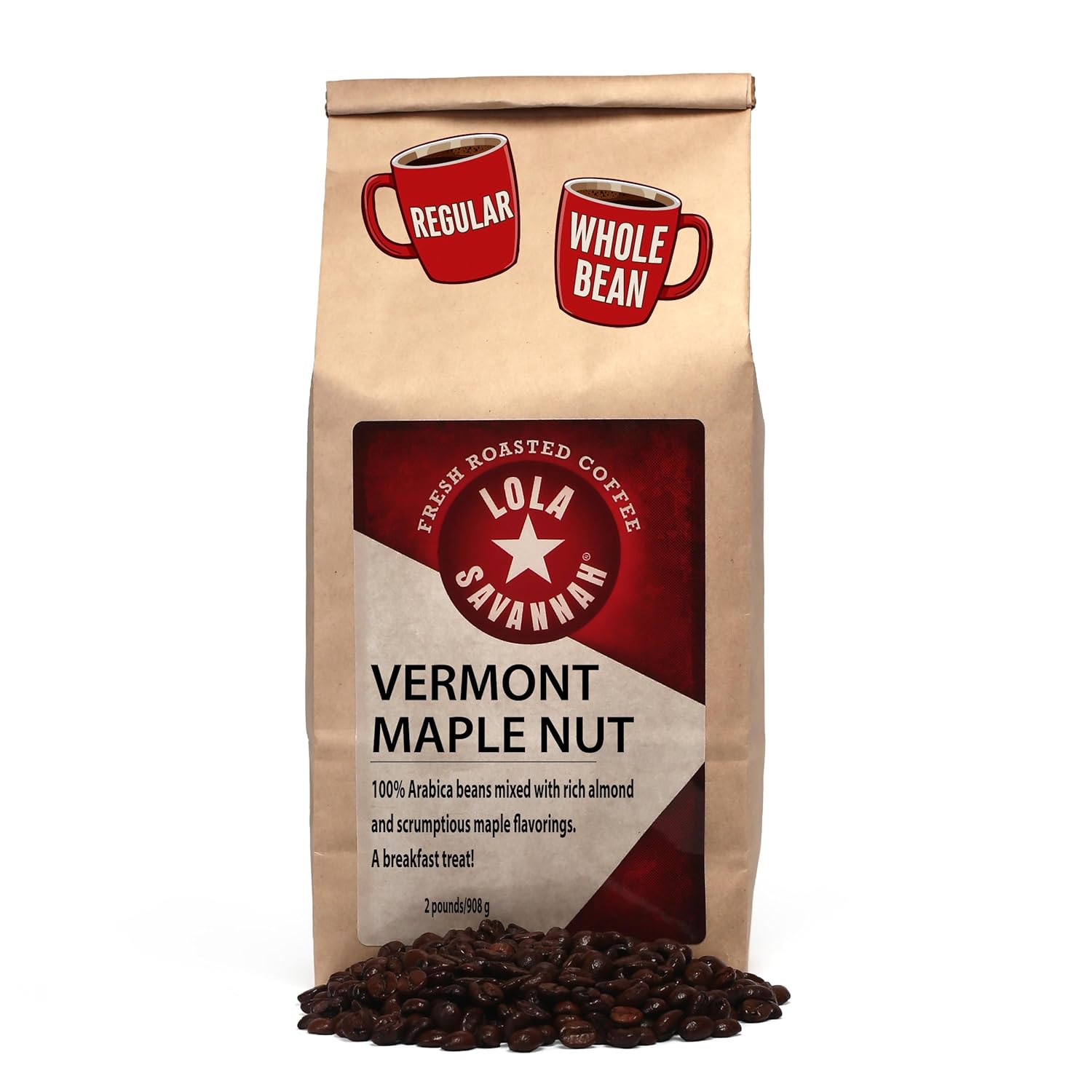 Lola Savannah Vermont Maple Nut Whole Bean Caffeinated Coffee, 2lb