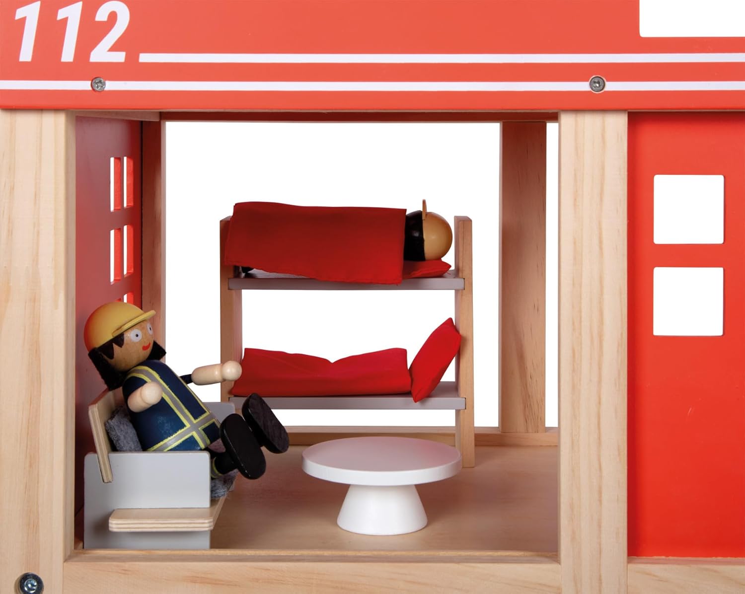 small foot Large Fire Station with Accessories, Detailed Wooden Play Set with Light and Sound, with Extensive Equipment, for Children from 3 Years, 12703