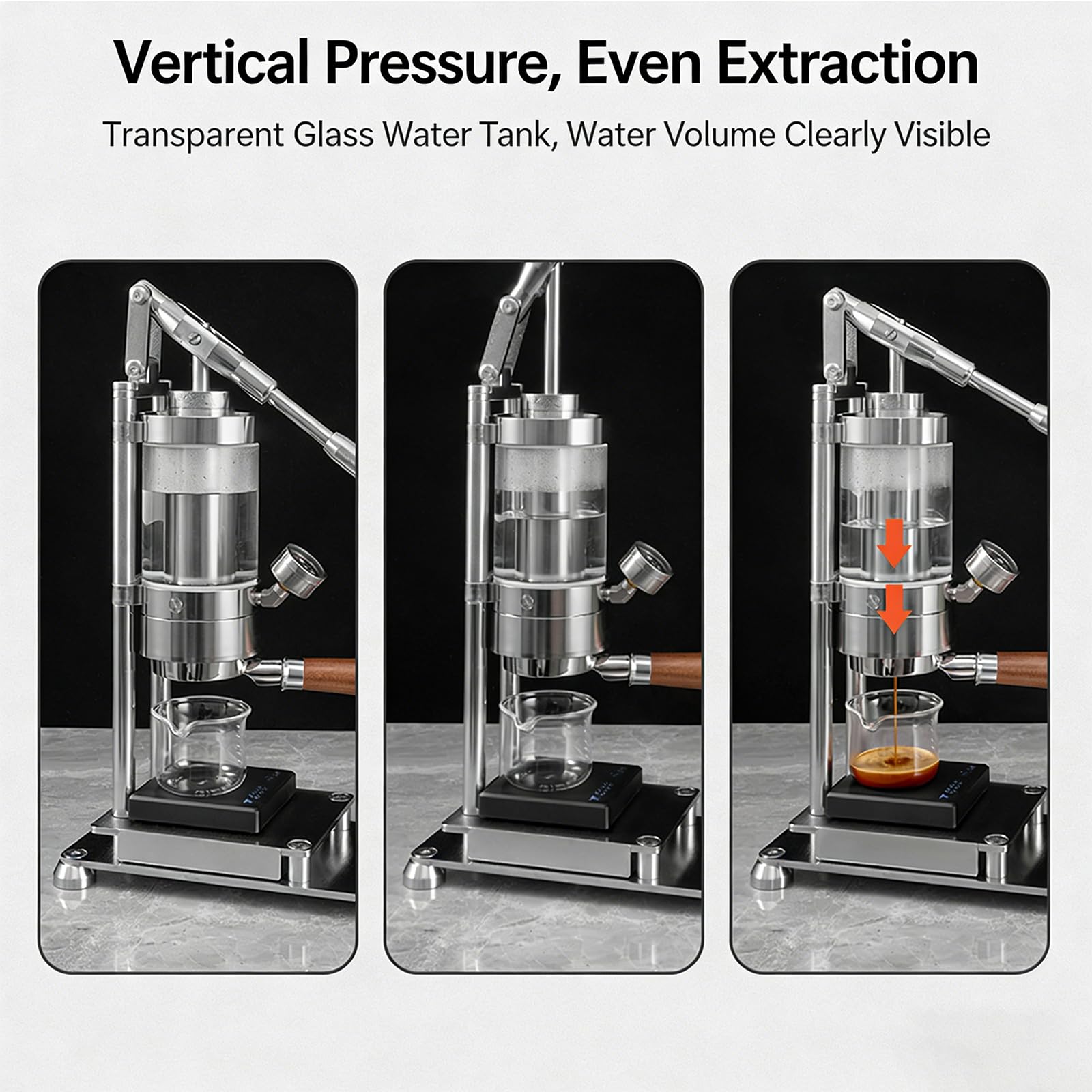 Machine à expresso portable, pressée à la main, design compact de 58 mm, réservoir d'eau de 345 ml, pression de 1 à 16 bar pour cappuccino, latte, macchiato