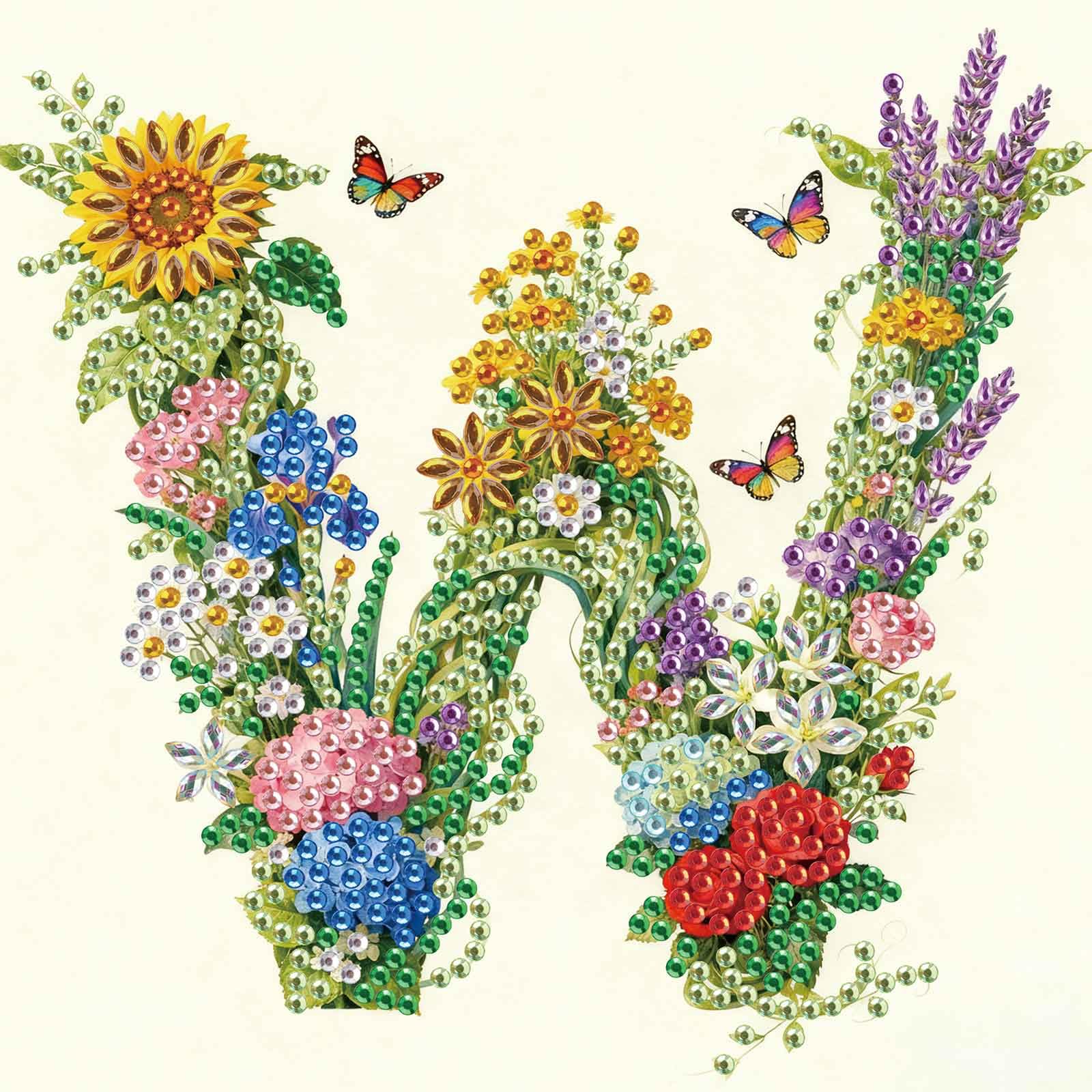 5D Diamond Art Kits - Floral Alphabet Designs -21
