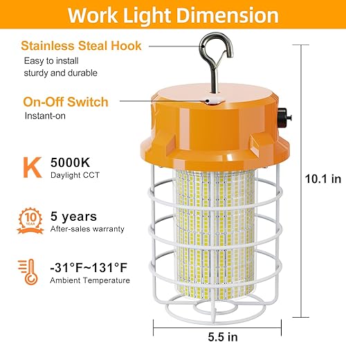 Miniatura 2 de Luz de trabajo temporal LED de 80 W, 12000 lm, 5000 K, luces de trabajo LED, luz de trabajo IP67, impermeable, luces portátiles con gancho de