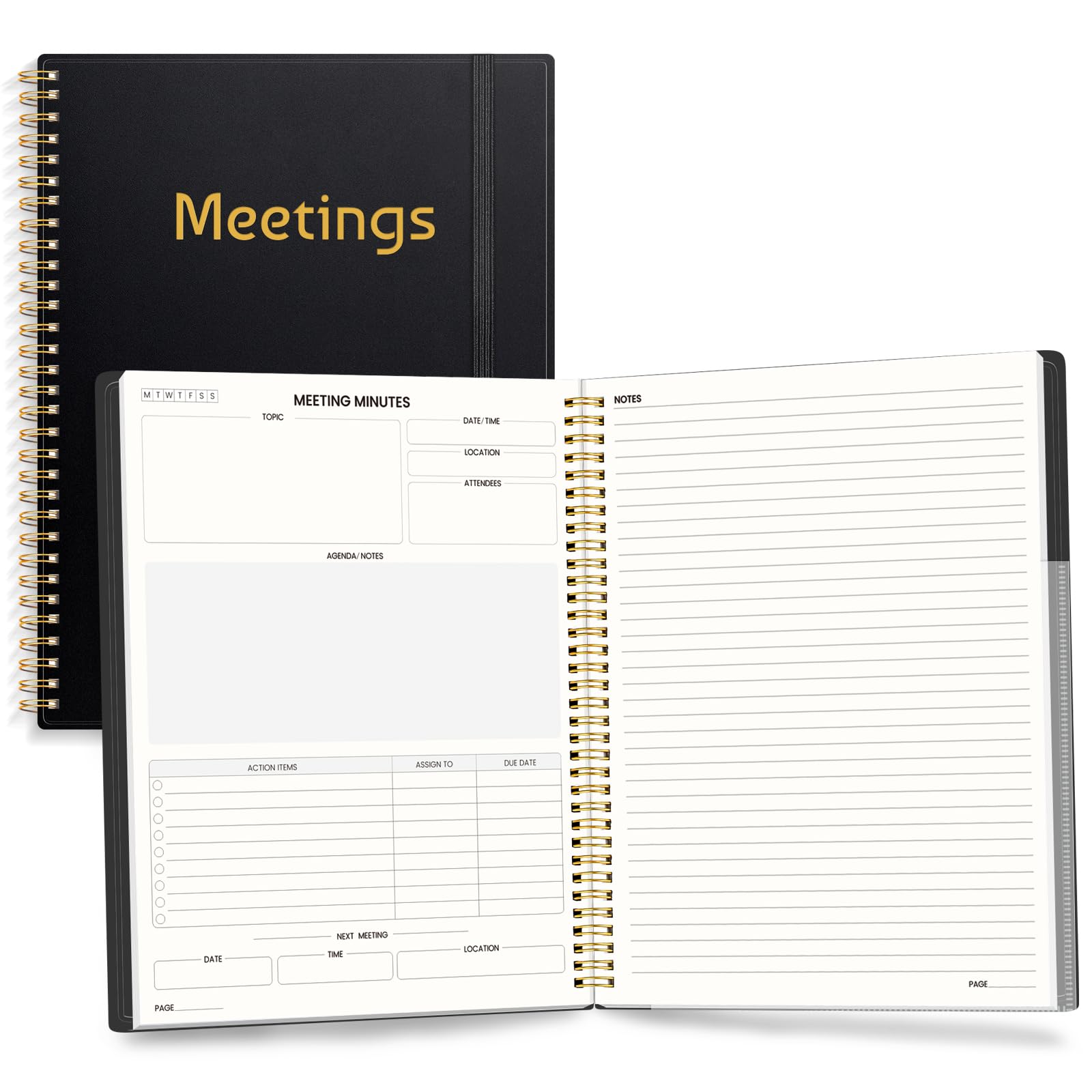 SUNEE Meeting Meeting Mezza Nota 21,6 x 27,9 cm Notebook per Lavoro - 140 pagine, formato A4 Project Planner per donne e uomini, organizer minuti per appunti riunioni, idee per ufficio/lavoro
