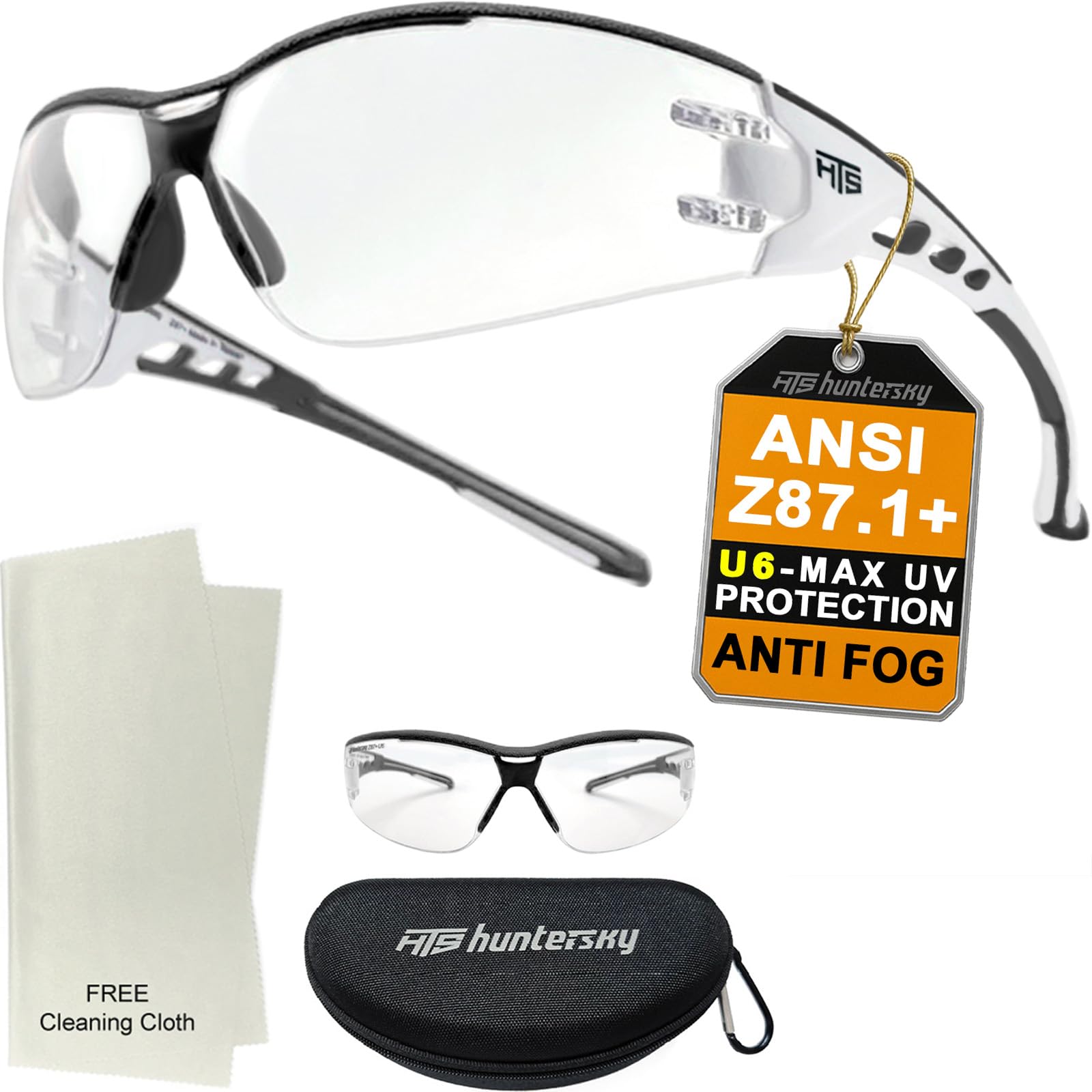 HTS HUNTERSKY Super Flexible Lightweight Anti Fog Wrap-Around U6 Clear Shooting Safety Glasses with ANSI Z87.1 Scratch Resist — Amazon image 17