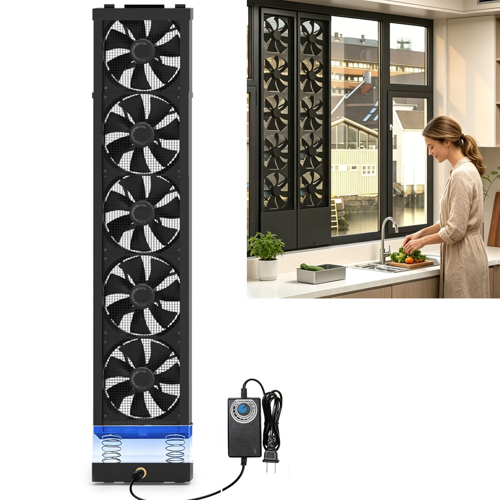 37.5-39.4 Inch Vertical Window Exhaust Fan For Sliding Windows