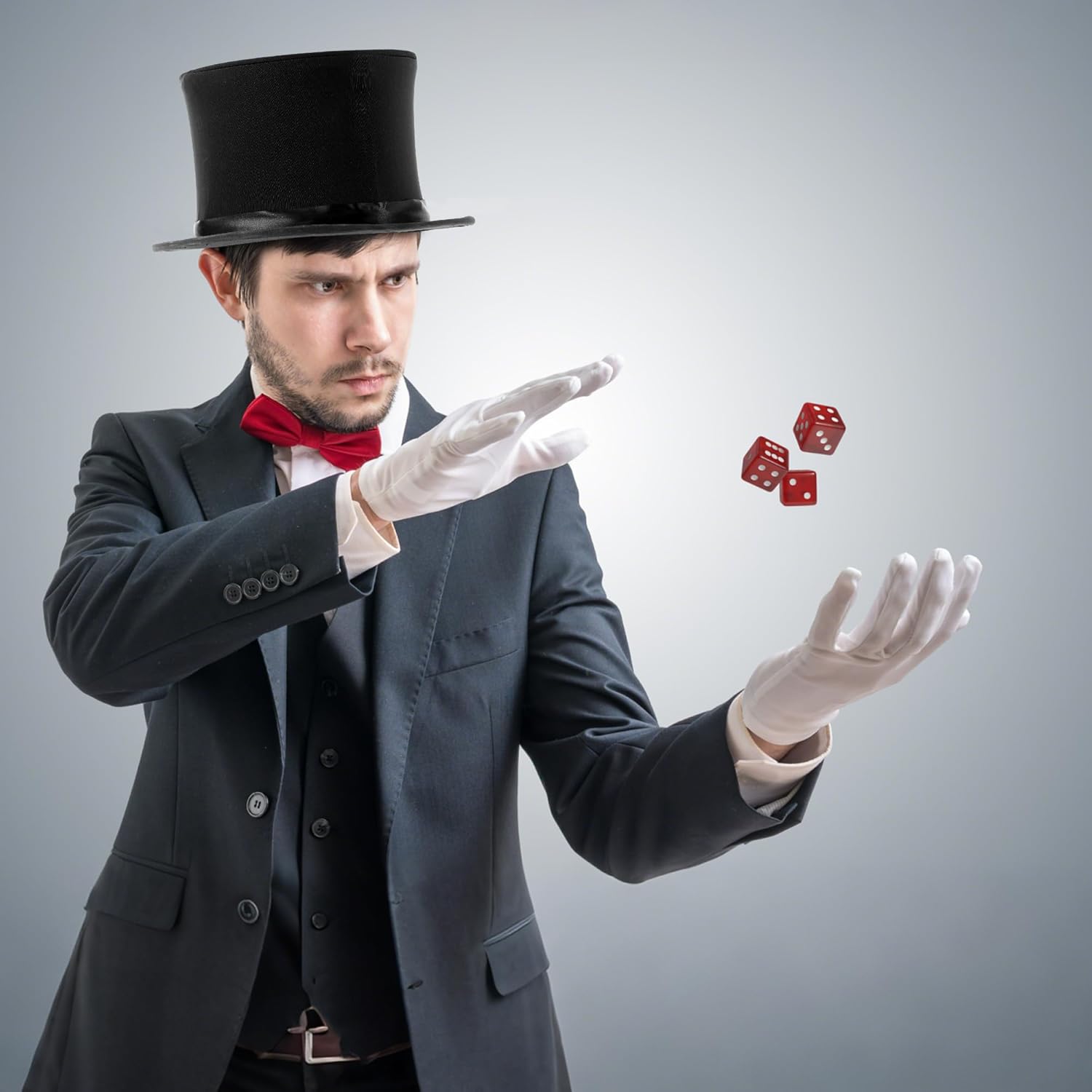 Magician Collapsible Top Hat Costume Top Magic Folding Hat for Men Women Adult Halloween Party