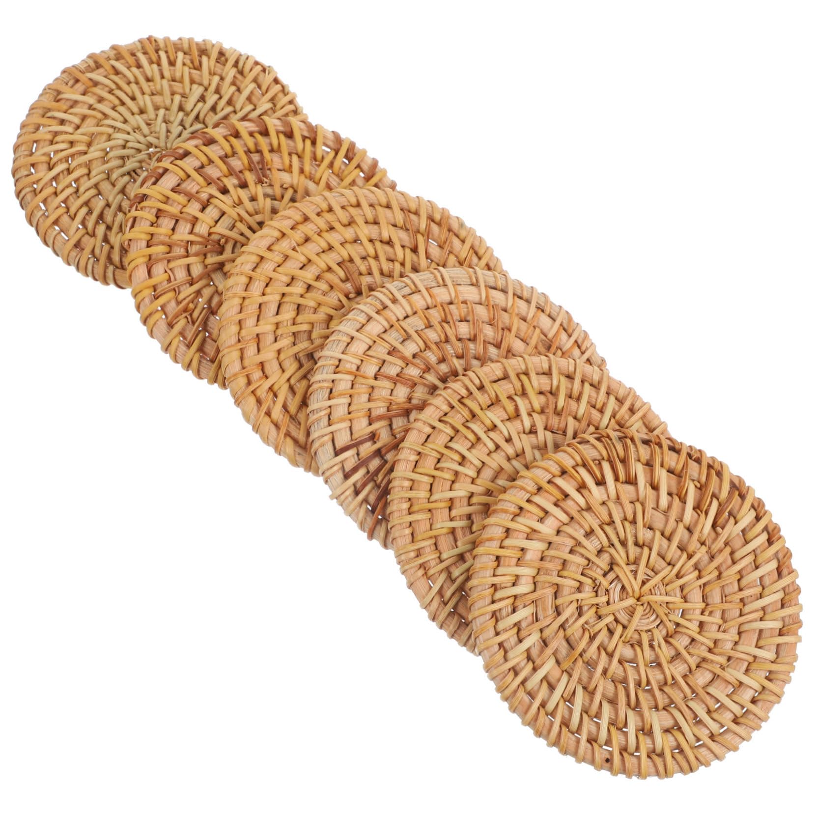 PRETYZOOM 6pcs Handmade Rattan Cup Heat Insulation Woven Mats for Kitchen Dining Table Natural Rattan Material for Home Cafe Decor