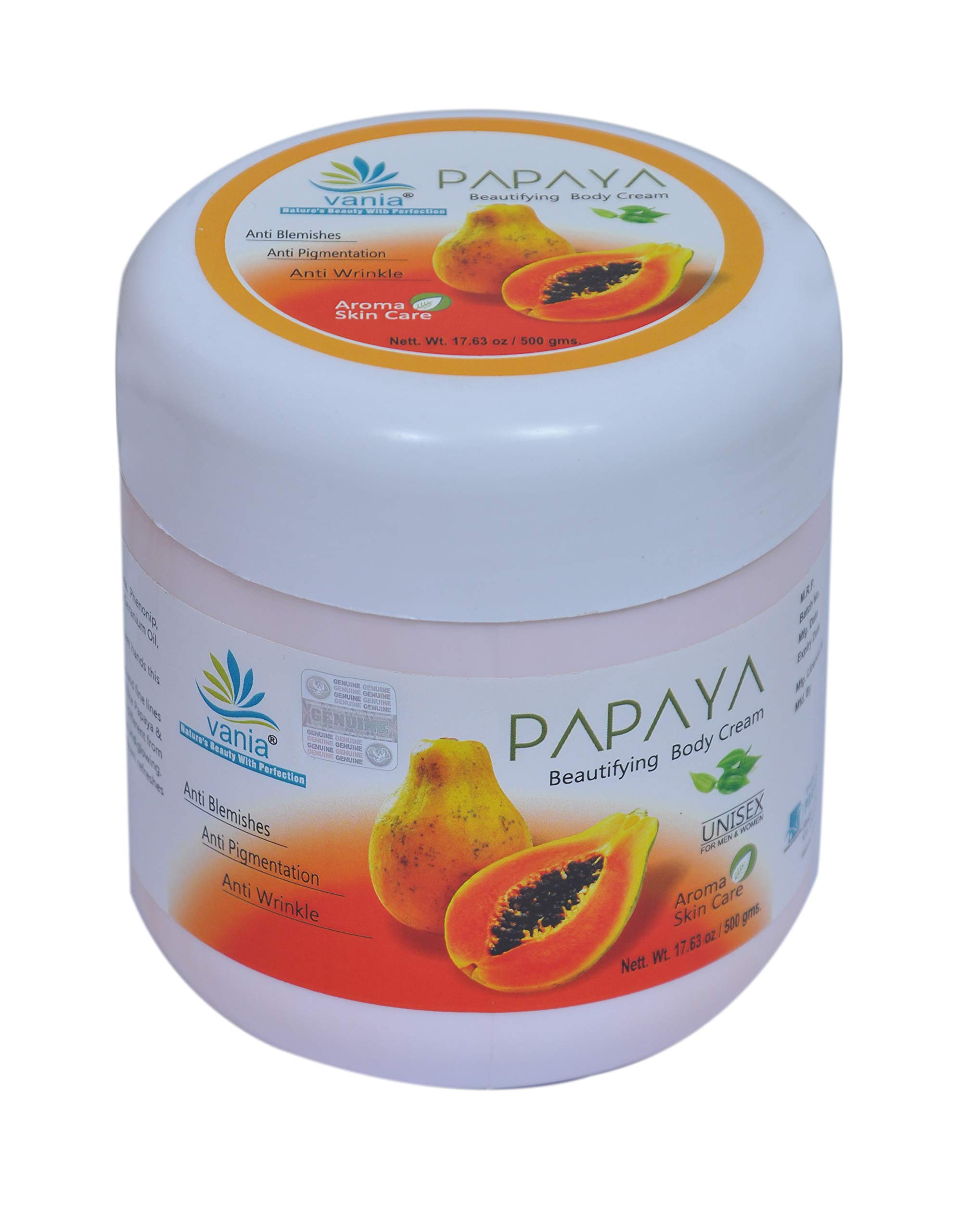Papaya Beautifying Body Cream 500g - Repairs Damaged Skin, Smoothens & Supple Skin, Pigmentation Care, Reduces Pits, For Normal to Dry Skin, Anti-Aging & Complexion Booster