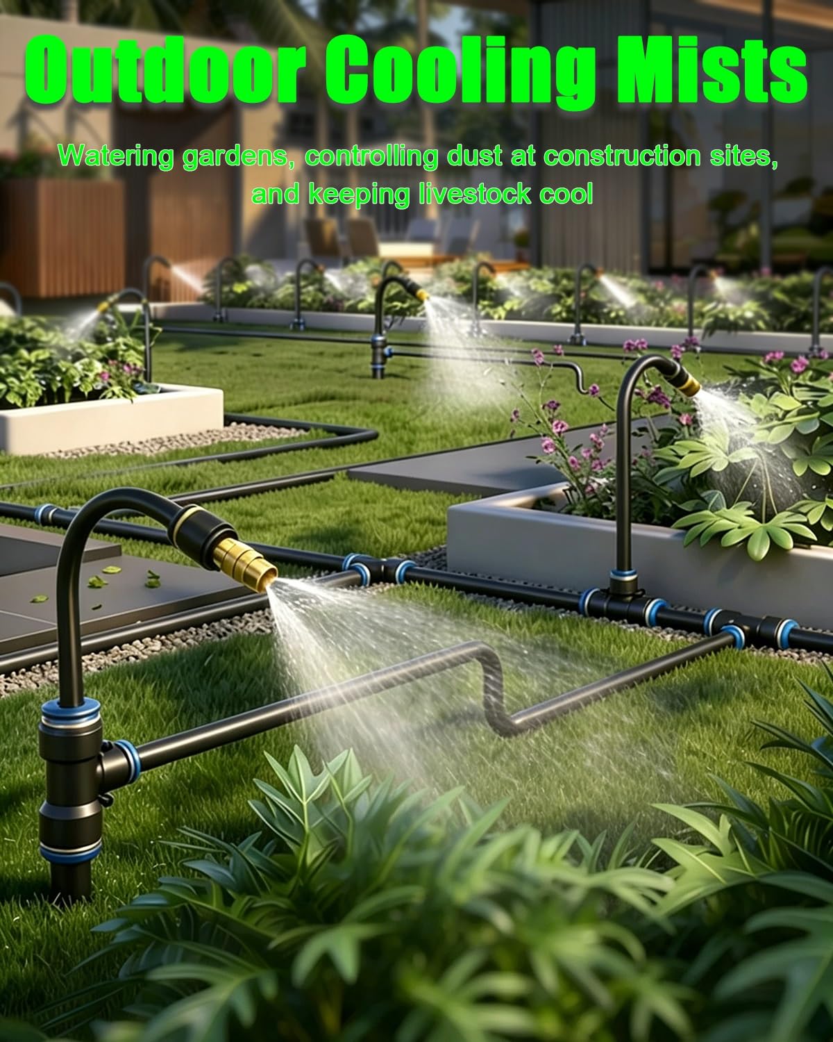 Irrigazione a Goccia Irrigatore Regolabile, Irrigatore a Nebulizzazione Rinfrescante | Kit di Irrigazione a Goccia Flessibile per Serra, Giardino, Tubo per Irrigatore da Giardino, Controllo Della Polv