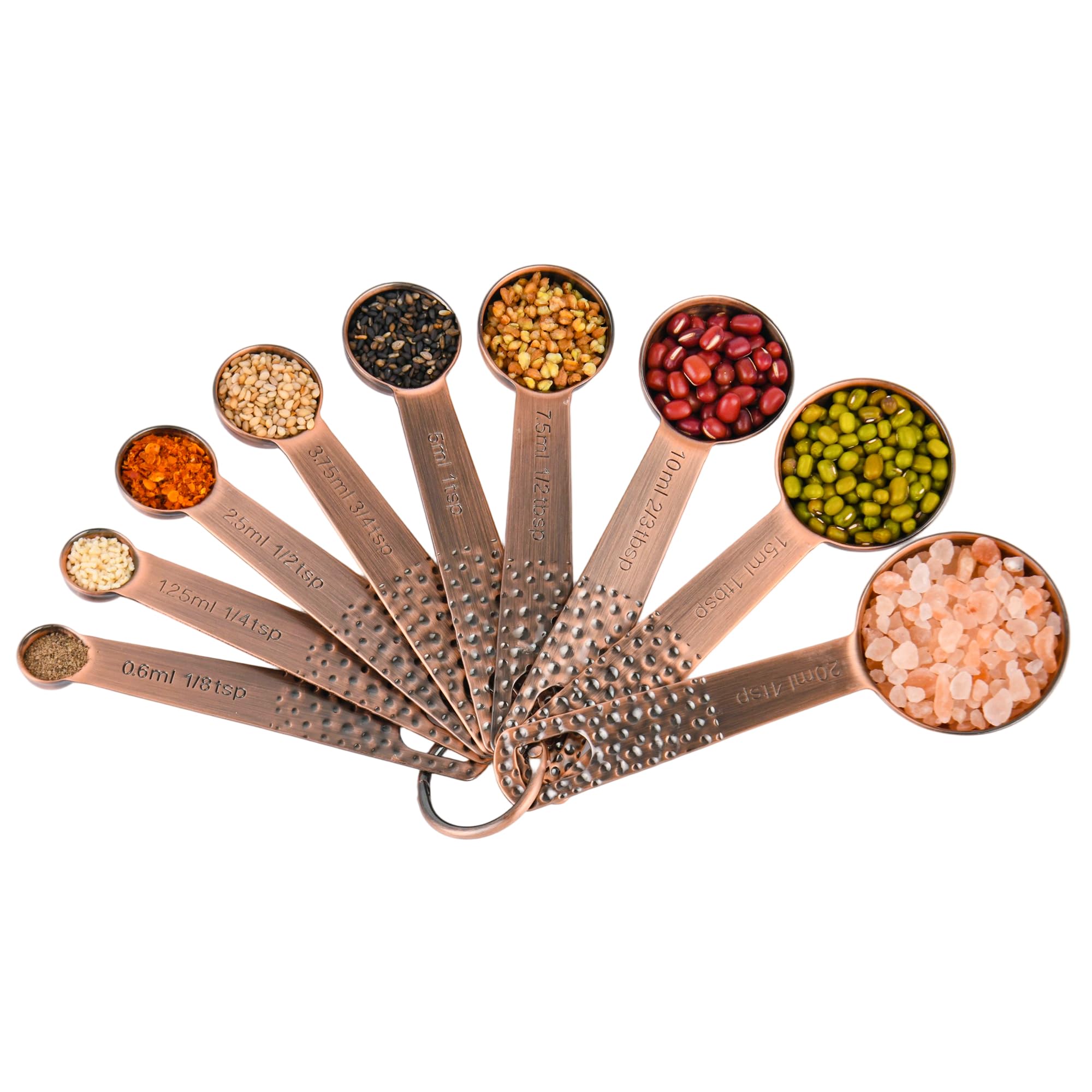 Kupfer-Messbecher und Löffel-Set, Edelstahl-Messbecher, Löffel, Metall, metrisch und US 8 Messbecher, 9 Kicthen Messlöffel & Nivellierer für Backen und Küche