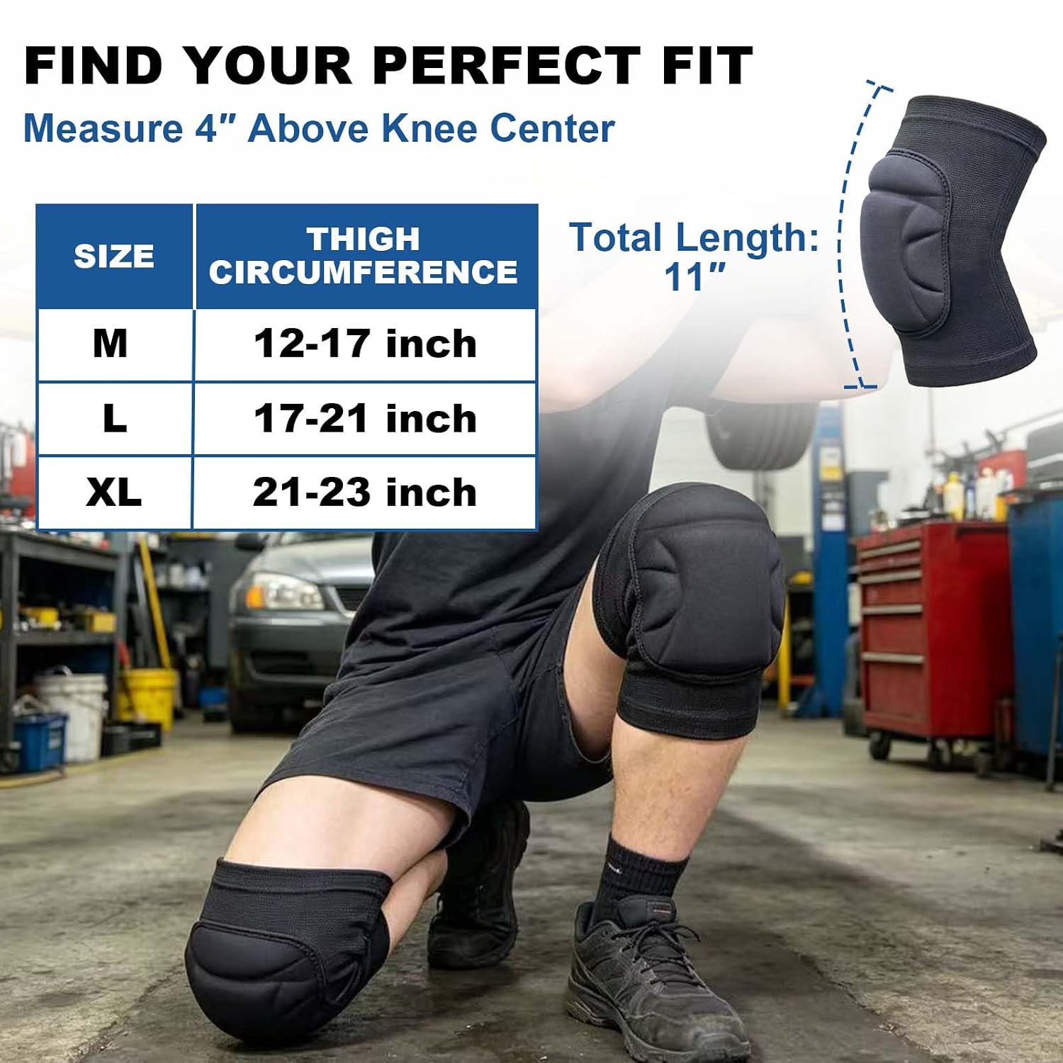 Working Knee Pads for Adult Men Women, Soft Elastic Sleeves Pad, Black L