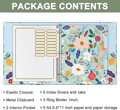Miniatura 3 de Rouidr - Carpeta de 3 anillos con portapapeles, organizador de 1 pulgada, tamaño carta de 8.5 x 11 pulgadas, pestañas divisorias y fundas