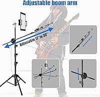 Vista 3 de Soporte de Micrófono Kereal Soporte de Micrófono de Piso Boom con Cabeza de Bola de 360° Soporte para Tableta, Dos Clips para Micrófono para Cantar
